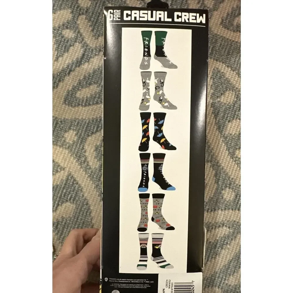 NEW Friends The TV Series Themed Casual CREW SOCKS 6-Pairs Men's Shoe Size‎ 8-12